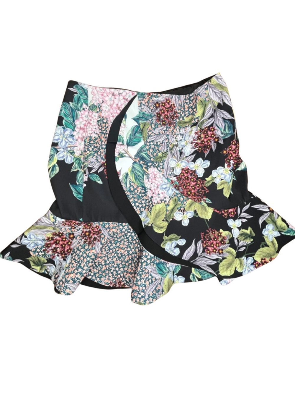 Keepsake The Label Floral Ruffle Peplum Mini Skirt Black Multi Medium